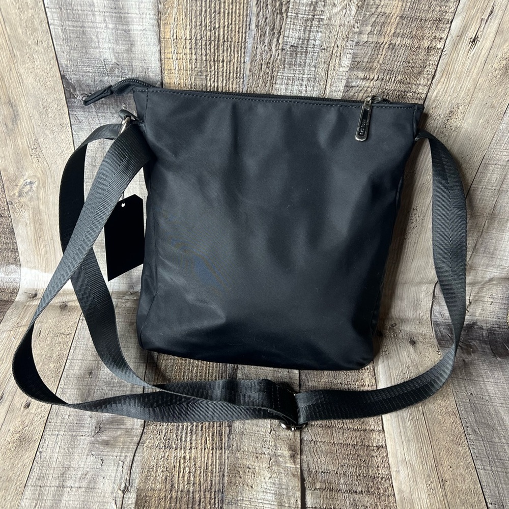 ROOTS 73 Black Adjustable Messenger Crossbody  Nylon Zip Top Pocket Shoulder Bag - Picture 8 of 12